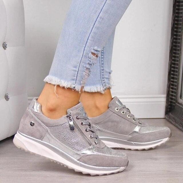 Zapatillas de Plataforma Elegantes para Mujer con Detalle de Cremallera