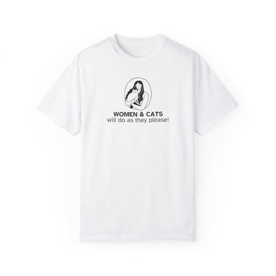 Camiseta Gráfica de Mujeres y Gatos - Camiseta Unisex Teñida en Prenda