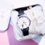 Ensemble de Montres pour Femmes avec Cadran Chat Charmant et Bracelet en Cuir Rose
