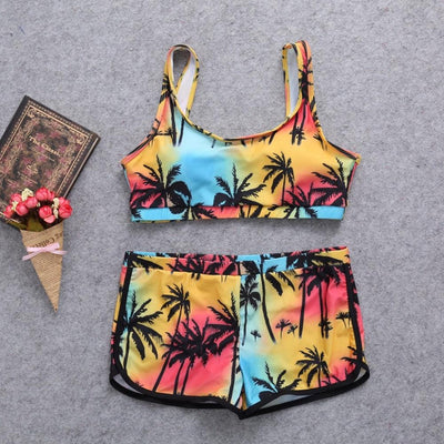 Floral High Waist Bikini Set for Women - Stylish Crop Top Swimwear - Korvel