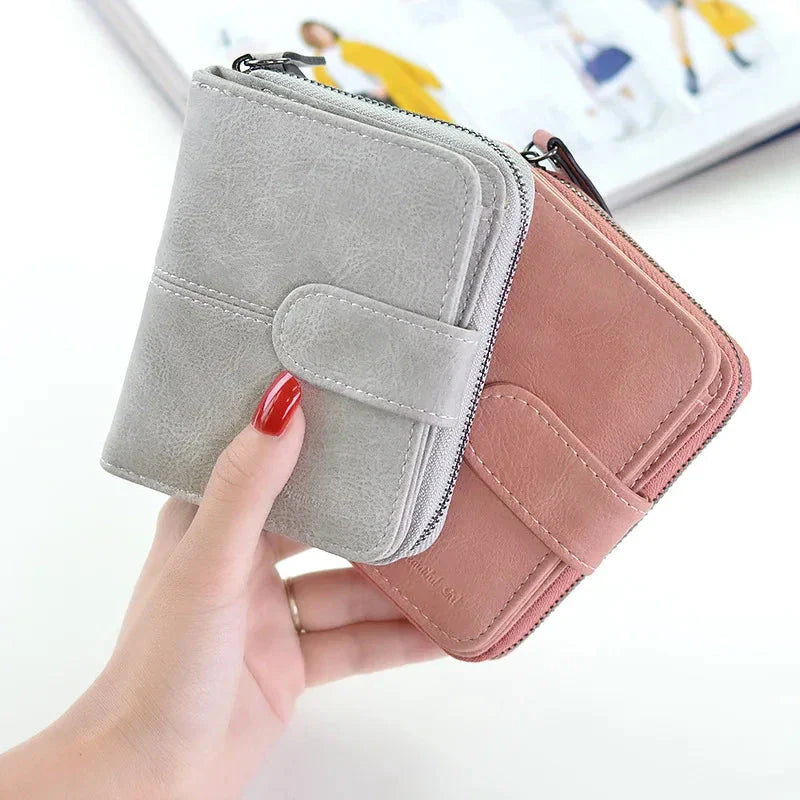 Women Cute Short Money Wallets With Zipper Female Small Wallet Lady Coin Purse Card Wallet Purses - Korvel