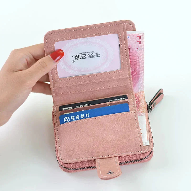 Women Cute Short Money Wallets With Zipper Female Small Wallet Lady Coin Purse Card Wallet Purses - Korvel