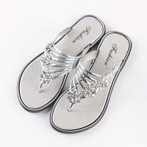Sandales de Plage en Cristal et Rhinestones pour Femmes Élégantes