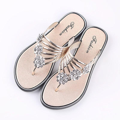 Elegant Women's Crystal Rhinestone Beach Sandals