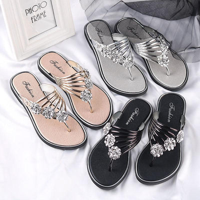 Elegant Women's Crystal Rhinestone Beach Sandals