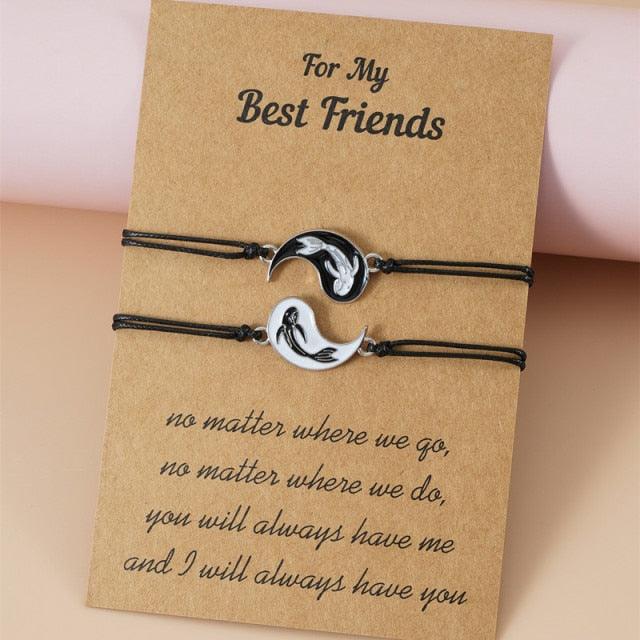 Unisex Black and White Fish Bracelet - Adjustable Friendship Gift