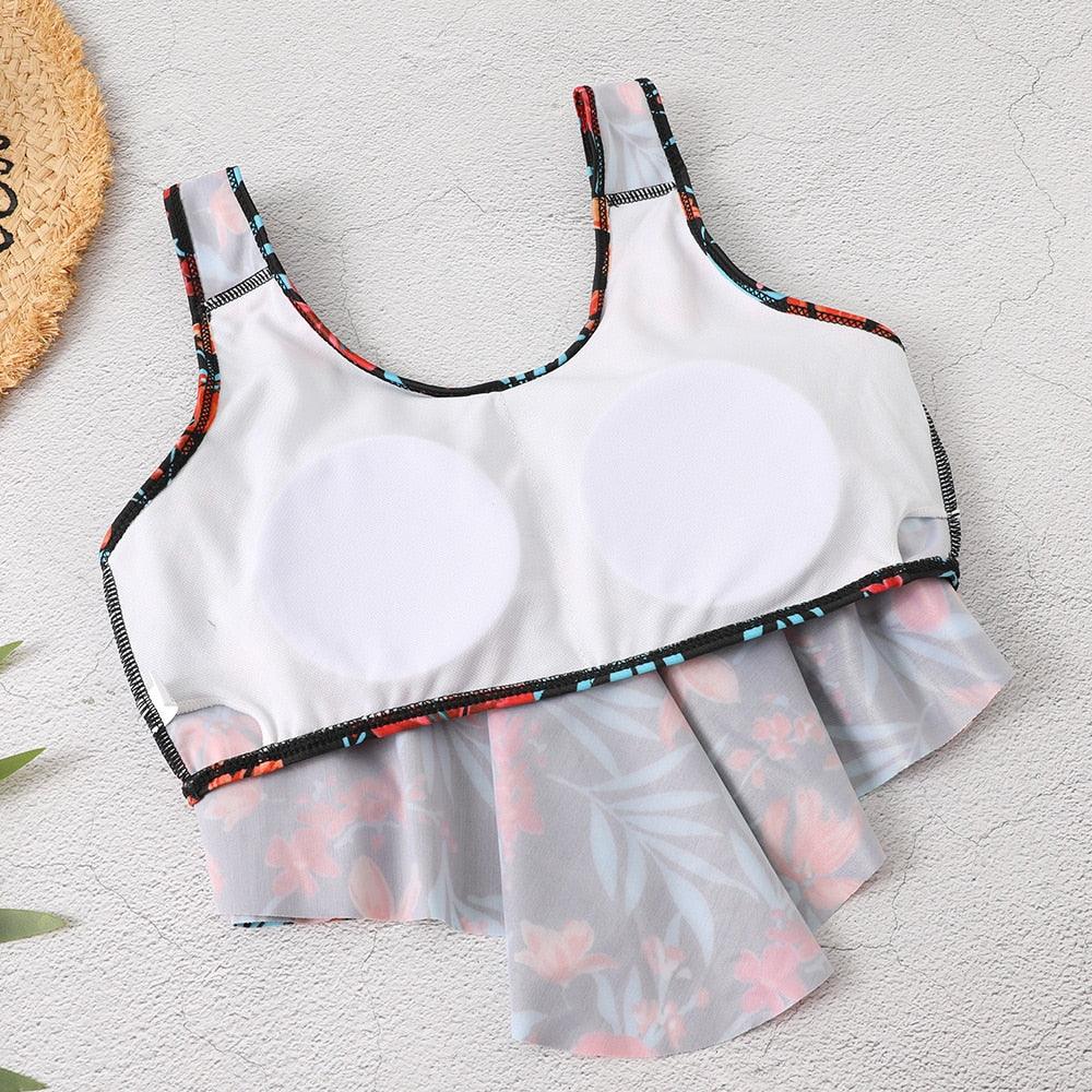 Conjunto de Bikini con Volantes de Cintura Alta para Tallas Grandes para Mujeres