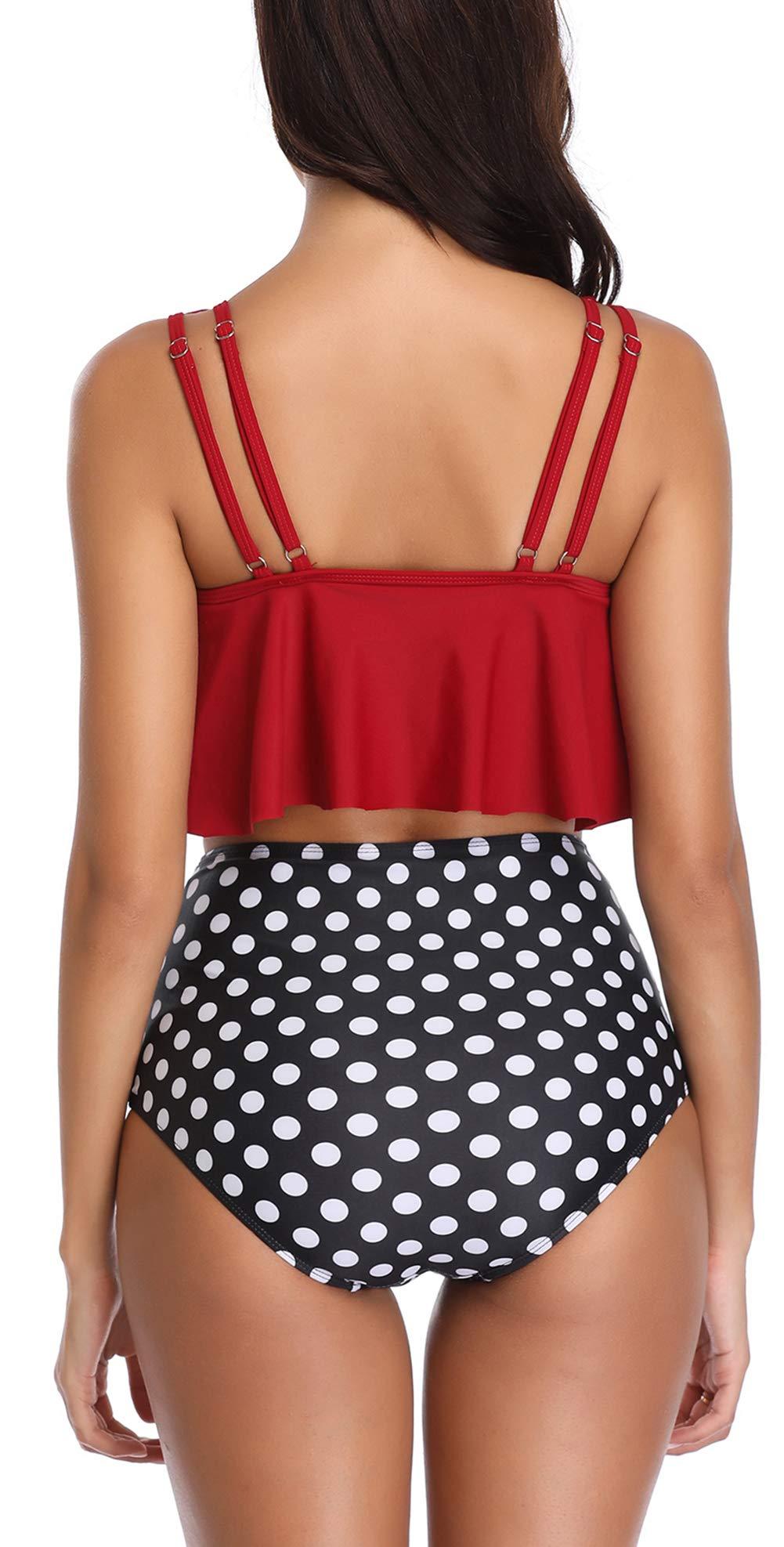 Conjunto de Bikini con Volantes de Cintura Alta para Tallas Grandes para Mujeres