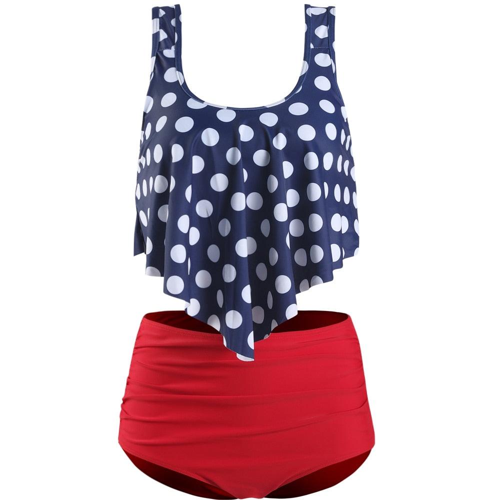 Conjunto de Bikini con Volantes de Cintura Alta para Tallas Grandes para Mujeres