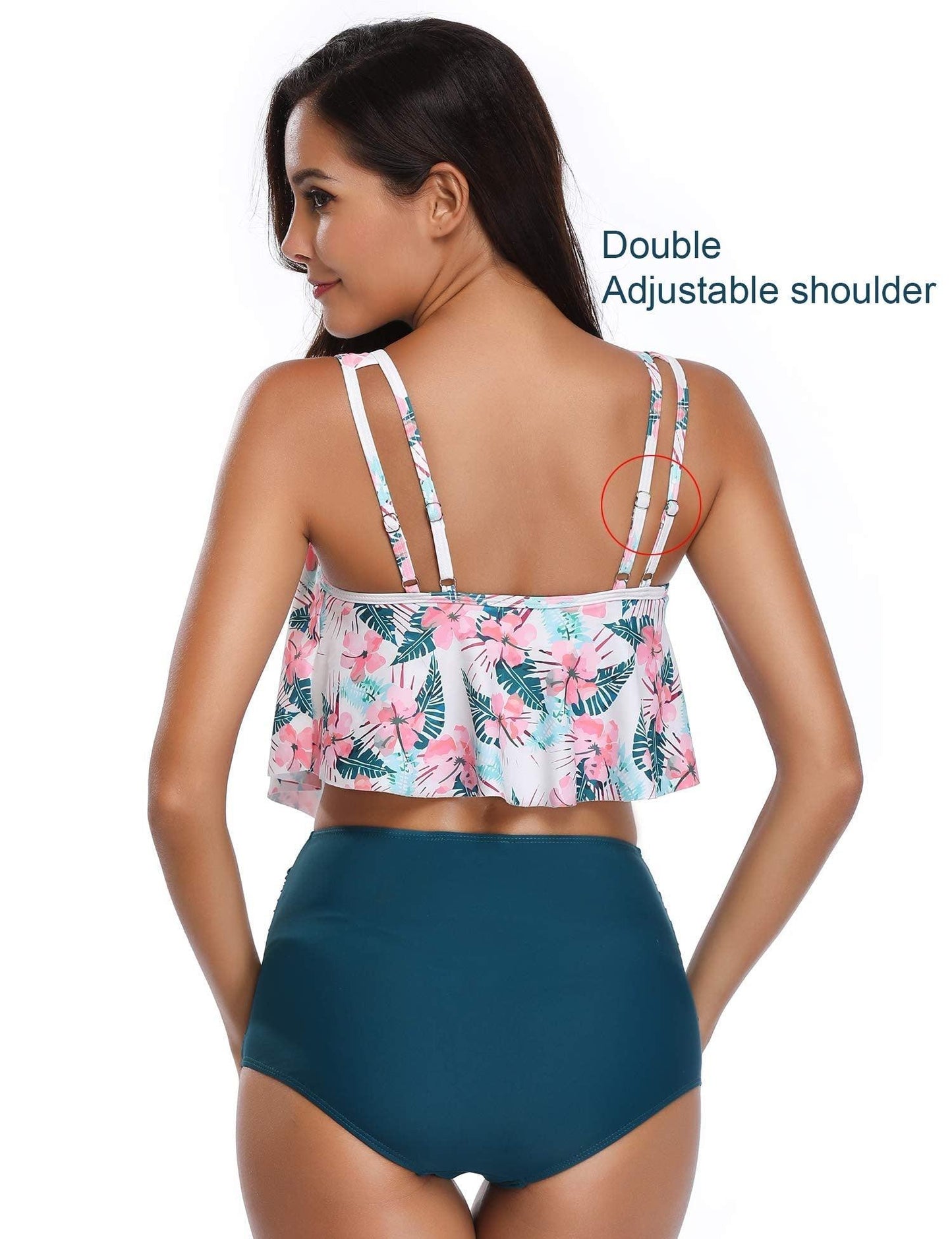 Conjunto de Bikini con Volantes de Cintura Alta para Tallas Grandes para Mujeres