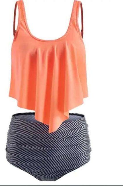Conjunto de Bikini con Volantes de Cintura Alta para Tallas Grandes para Mujeres