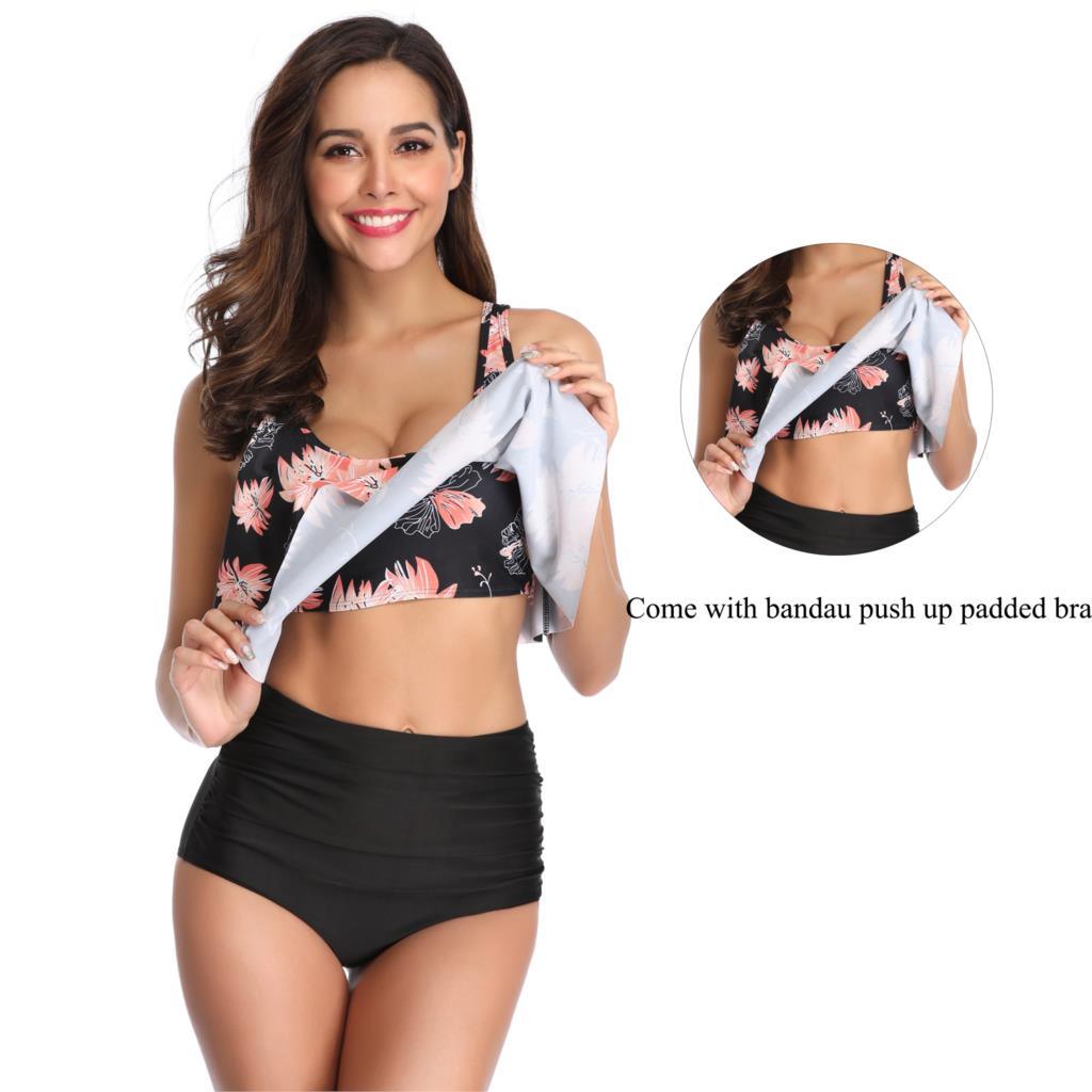 Conjunto de Bikini con Volantes de Cintura Alta para Tallas Grandes para Mujeres
