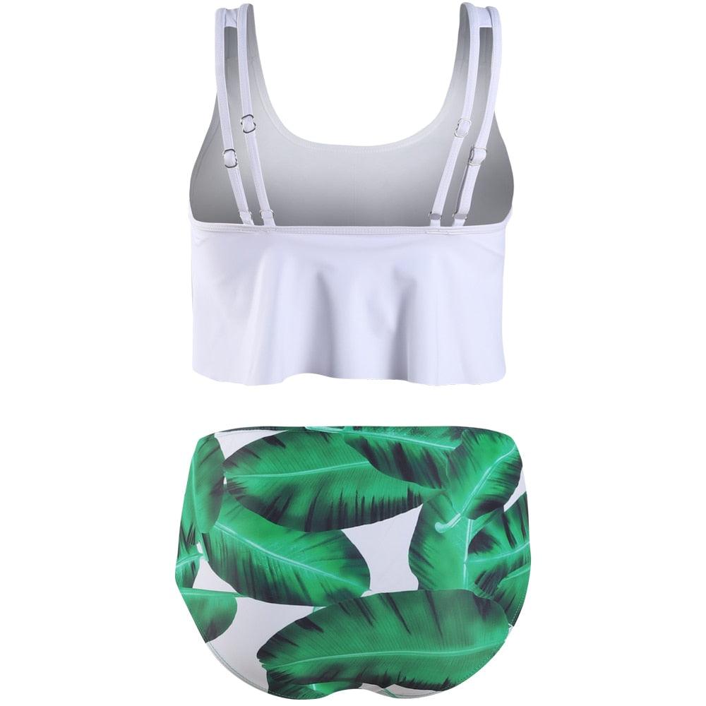 Conjunto de Bikini con Volantes de Cintura Alta para Tallas Grandes para Mujeres