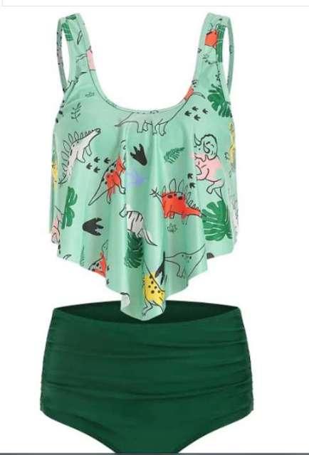 Conjunto de Bikini con Volantes de Cintura Alta para Tallas Grandes para Mujeres