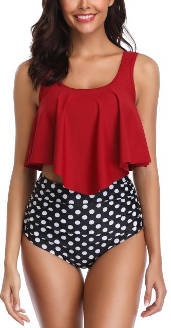 Conjunto de Bikini con Volantes de Cintura Alta para Tallas Grandes para Mujeres