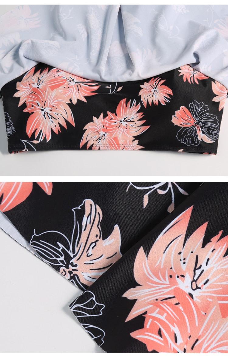 Conjunto de Bikini con Volantes de Cintura Alta para Tallas Grandes para Mujeres
