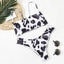 Conjunto de Bikini Negro con Estampado y Cierre de Cordón para Mujeres