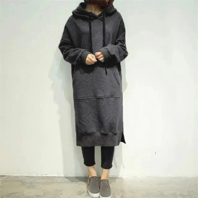Sudadera larga casual de gran tamaño para mujer para otoño e invierno