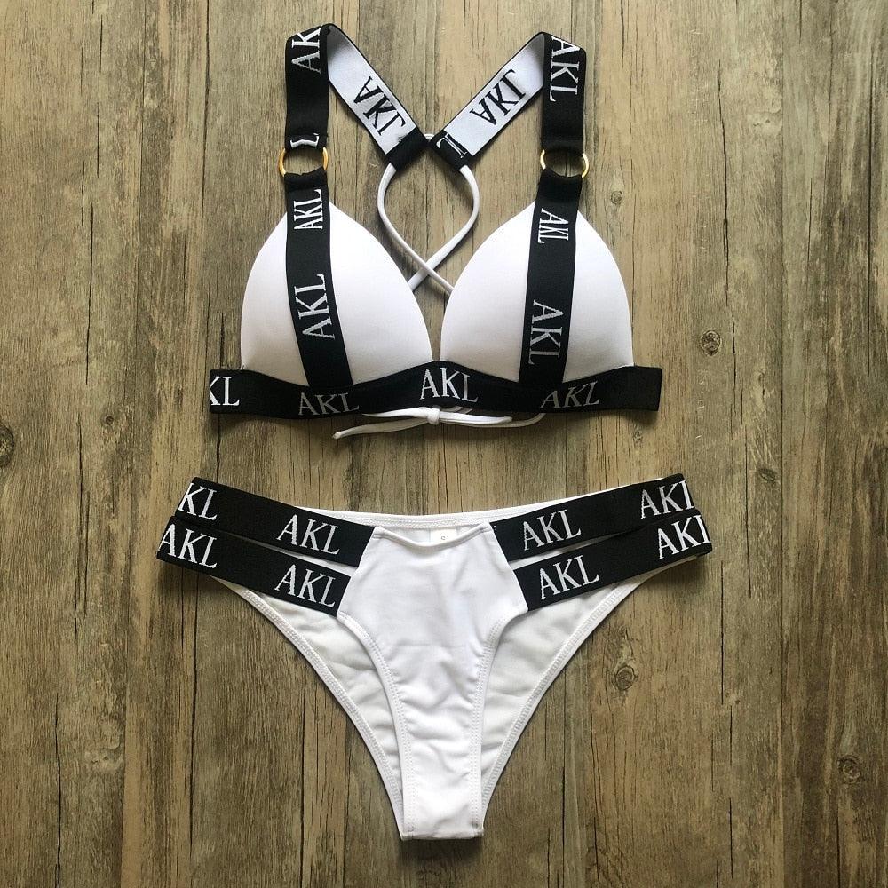 Conjunto de Bikini de Lujo en Negro y Blanco para Mujeres
