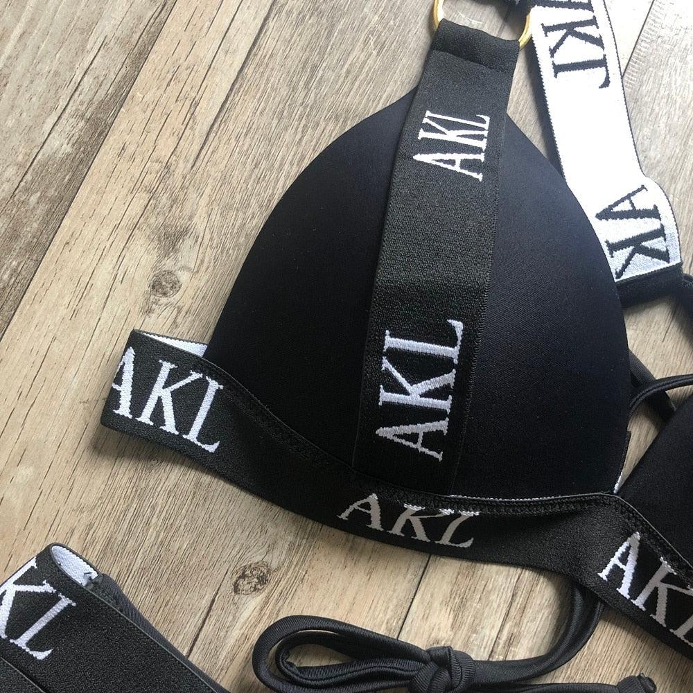 Conjunto de Bikini de Lujo en Negro y Blanco para Mujeres