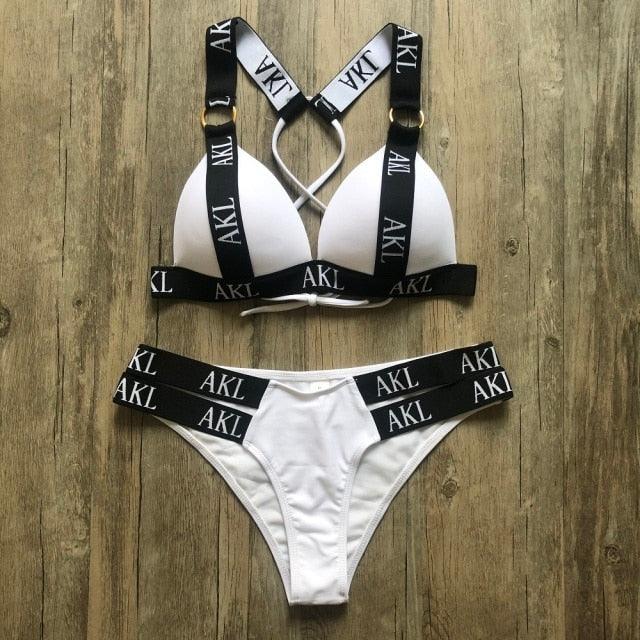 Conjunto de Bikini de Lujo en Negro y Blanco para Mujeres