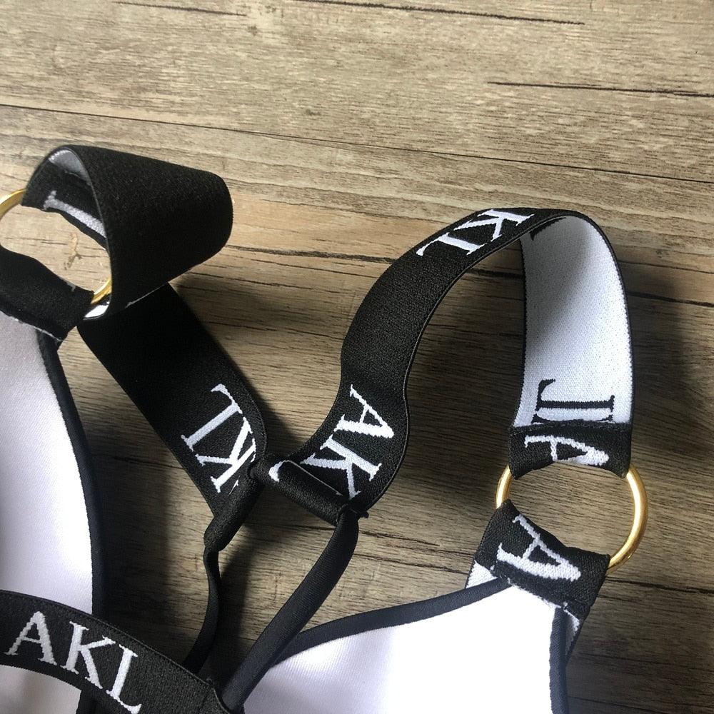 Conjunto de Bikini de Lujo en Negro y Blanco para Mujeres