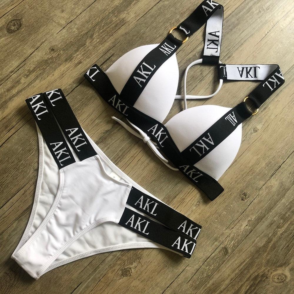 Conjunto de Bikini de Lujo en Negro y Blanco para Mujeres