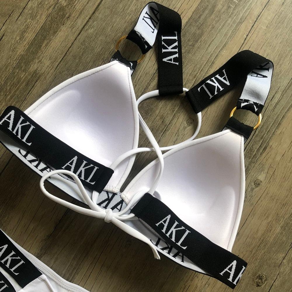 Conjunto de Bikini de Lujo en Negro y Blanco para Mujeres