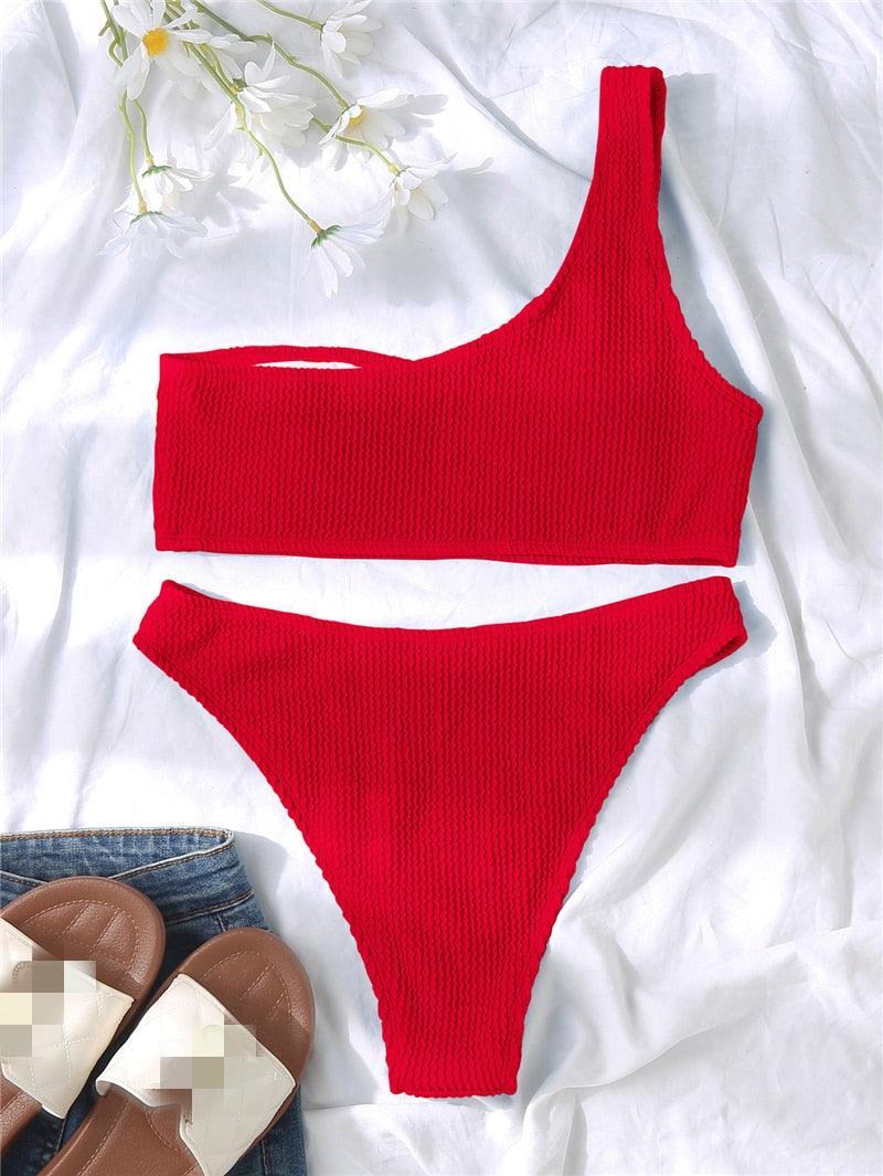 Elegant One-Shoulder Bikini Set for Women