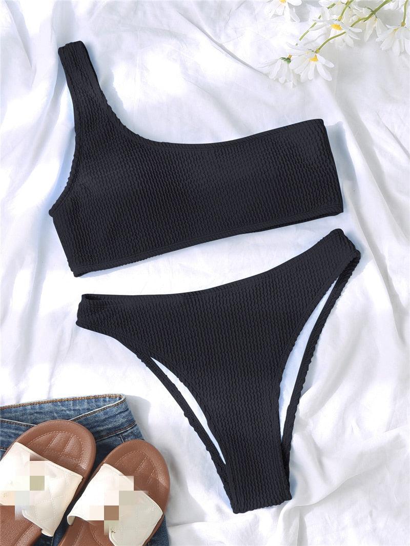 Elegant One-Shoulder Bikini Set for Women