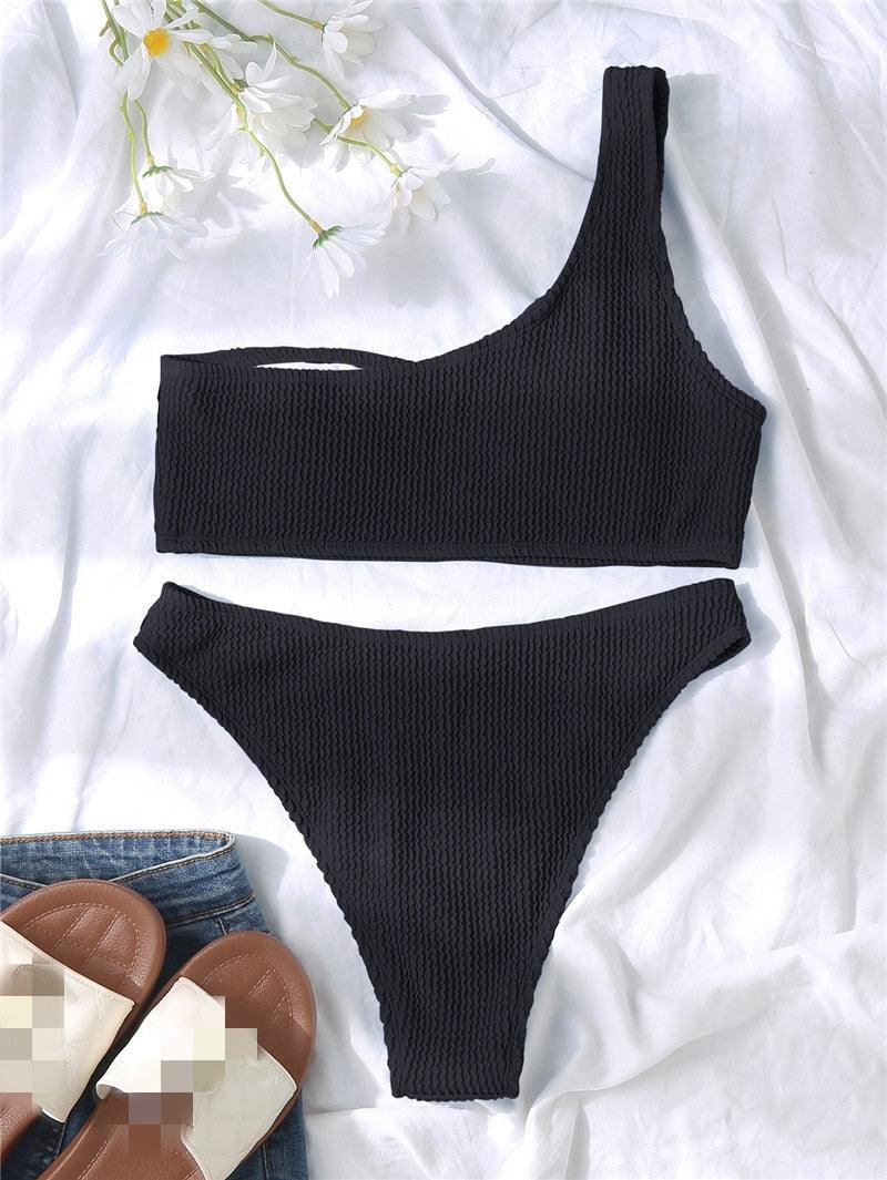 Elegant One-Shoulder Bikini Set for Women
