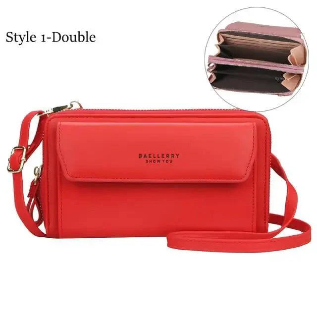 Elegant PU Leather Double Layer Crossbody Handbag