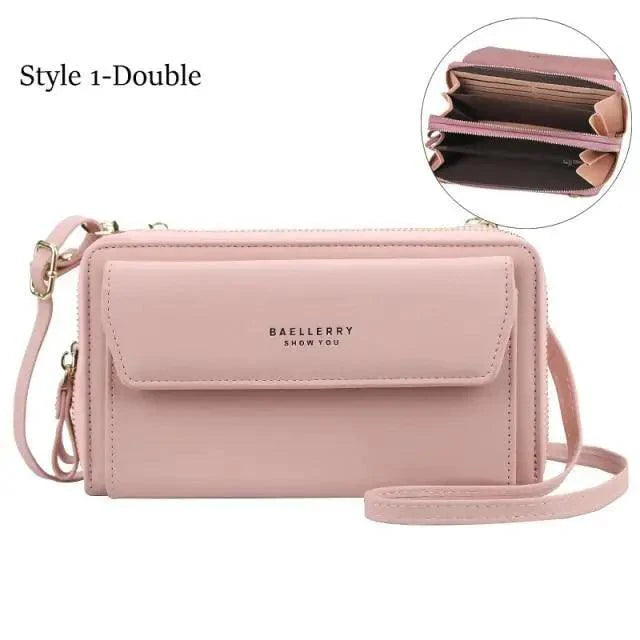 Elegant PU Leather Double Layer Crossbody Handbag