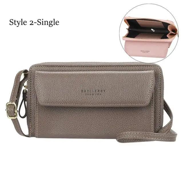 Elegant PU Leather Double Layer Crossbody Handbag