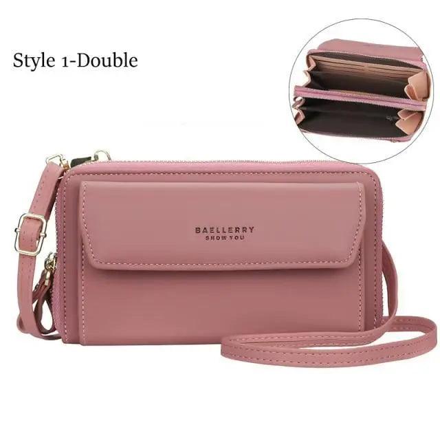 Elegant PU Leather Double Layer Crossbody Handbag