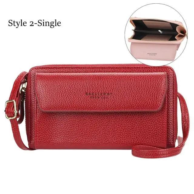 Elegant PU Leather Double Layer Crossbody Handbag
