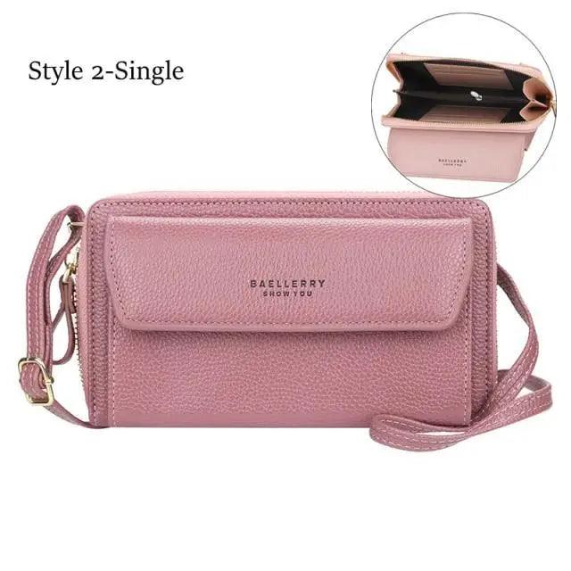 Elegant PU Leather Double Layer Crossbody Handbag