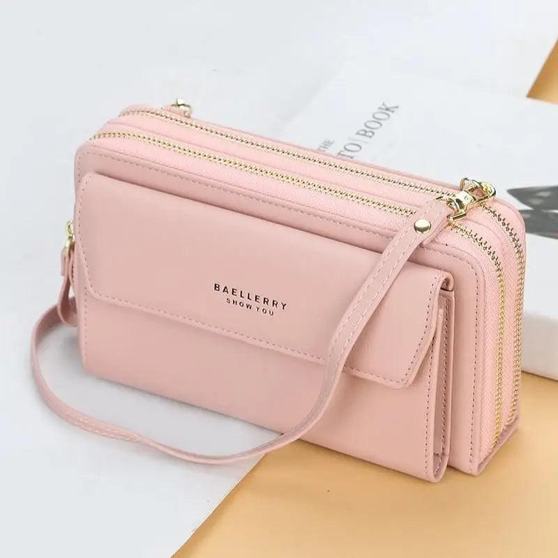 Elegant PU Leather Double Layer Crossbody Handbag