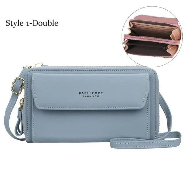 Elegant PU Leather Double Layer Crossbody Handbag