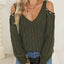 Women's autumn and winter deep V sexy off shoulder loose pullover sweater top for women - Korvel