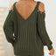 Women's autumn and winter deep V sexy off shoulder loose pullover sweater top for women - Korvel