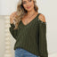 Women's autumn and winter deep V sexy off shoulder loose pullover sweater top for women - Korvel