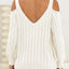 Women's autumn and winter deep V sexy off shoulder loose pullover sweater top for women - Korvel