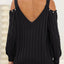 Women's autumn and winter deep V sexy off shoulder loose pullover sweater top for women - Korvel