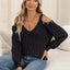 Women's autumn and winter deep V sexy off shoulder loose pullover sweater top for women - Korvel