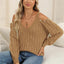 Women's autumn and winter deep V sexy off shoulder loose pullover sweater top for women - Korvel