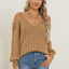 Women's autumn and winter deep V sexy off shoulder loose pullover sweater top for women - Korvel