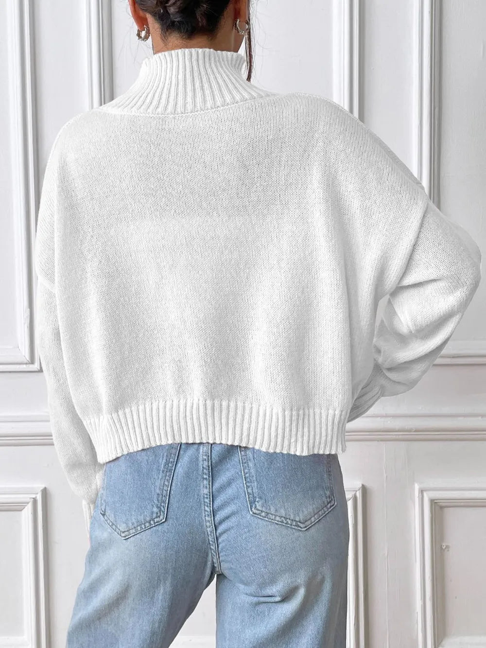Women's High Neck Pullover Sweater - Casual & Cozy