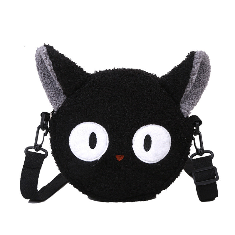 Women's Bag Autumn/Winter New Cute Doll Women's Shoulder Bag Fashionable and Stylish Crossbody Plush Small Round Bag Student Bag - Korvel