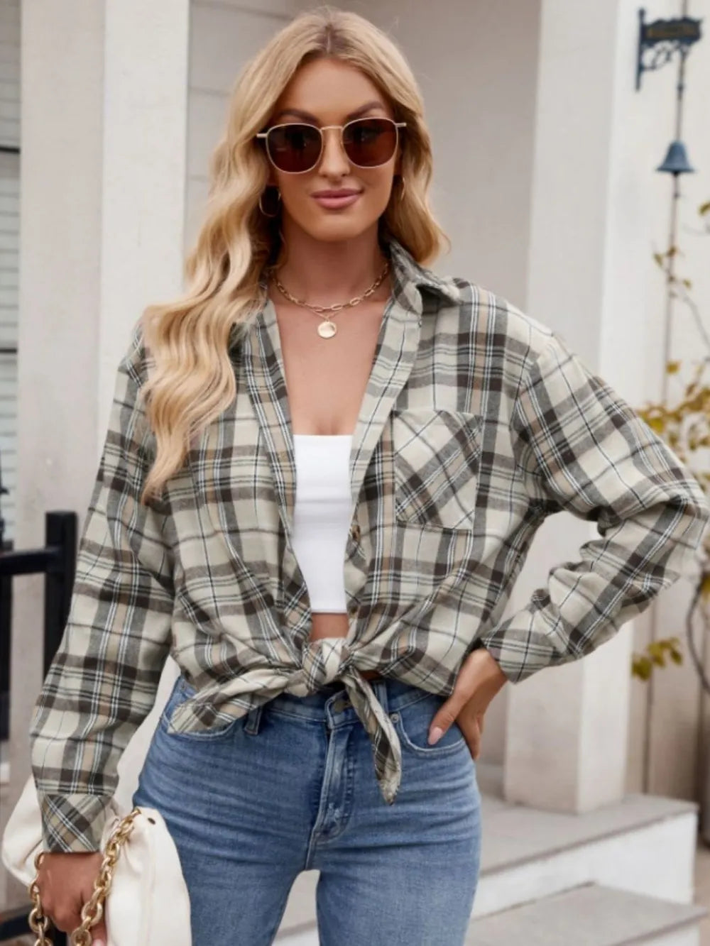 Women's casual fashion spicy girl loose checkered shirt for women - Korvel